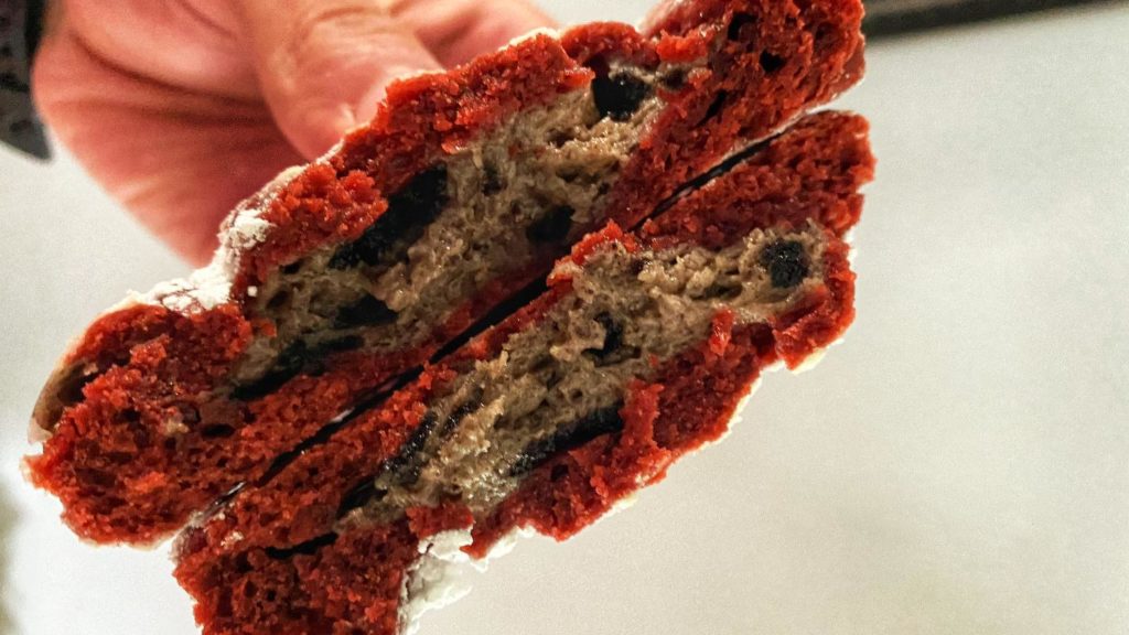 The Bubbly Tart Stuffed Red Velvet Cookie