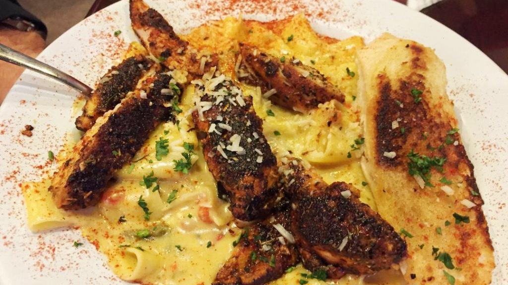 Acadian Grille Five-Pepper Cream with Blackened Chicken & Pappardelle