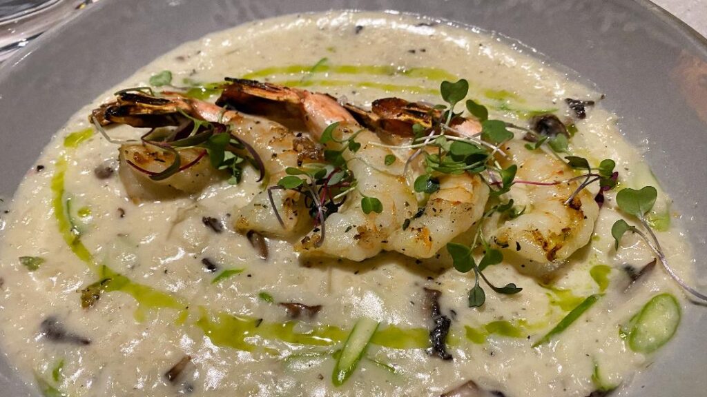 Salted Edge Grilled Shrimp Truffle Risotto