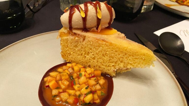 Boho Supper Club Glazed Peach Cornbread