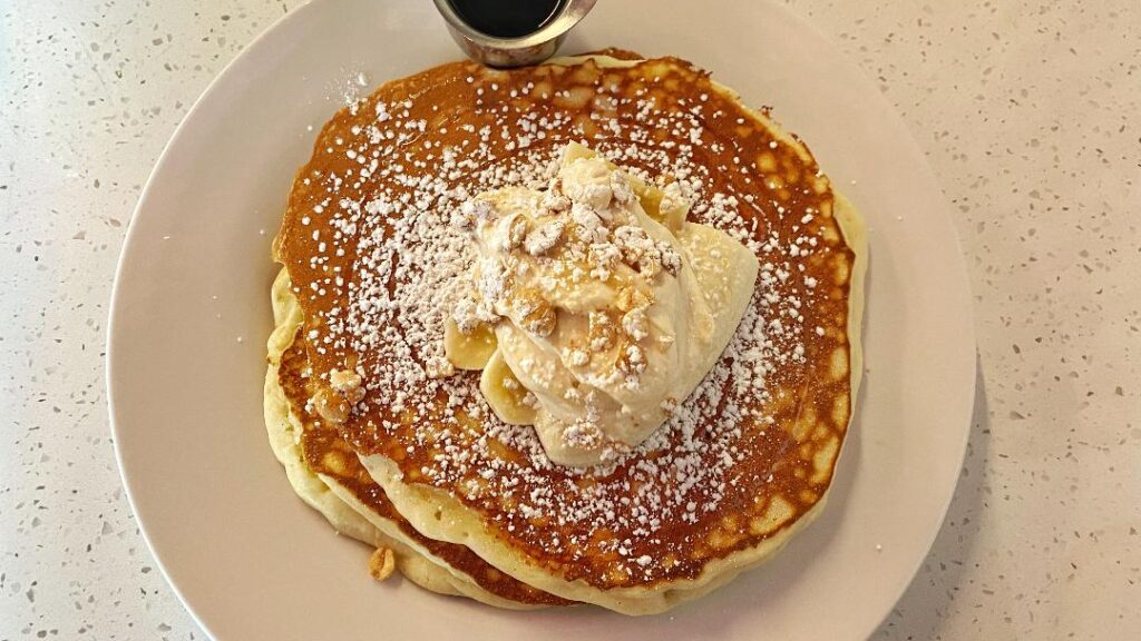 Saddle Creek Breakfast Club Banana Pancakes top view