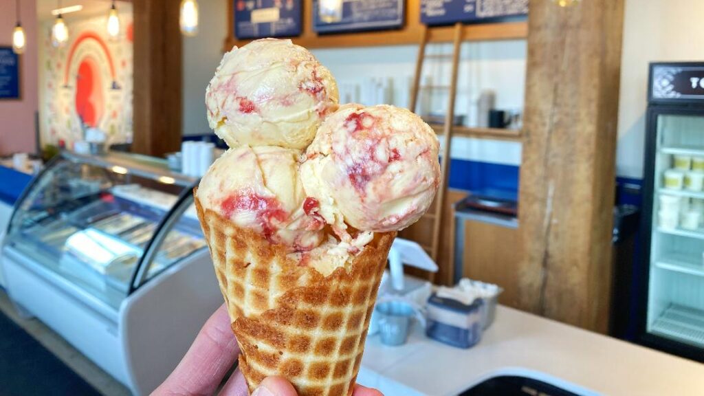 Coneflower Creamery Amaretto Cherry w: Marizpan Cake Ice Cream