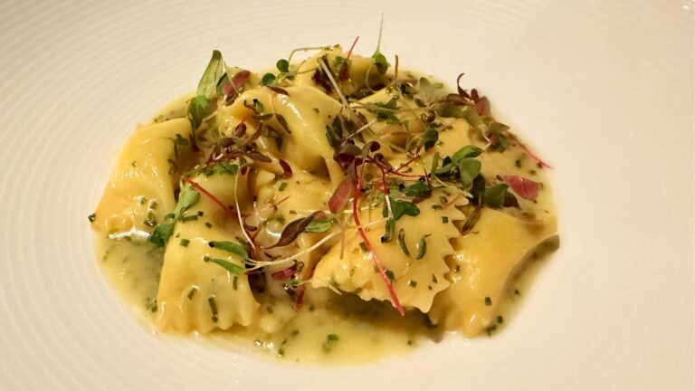 Ricotta Agnolotti with lemon butter chive sauce