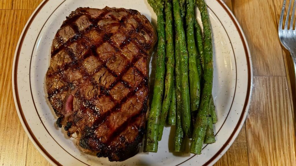 The Drover Whiskey Ribeye & Asparagus