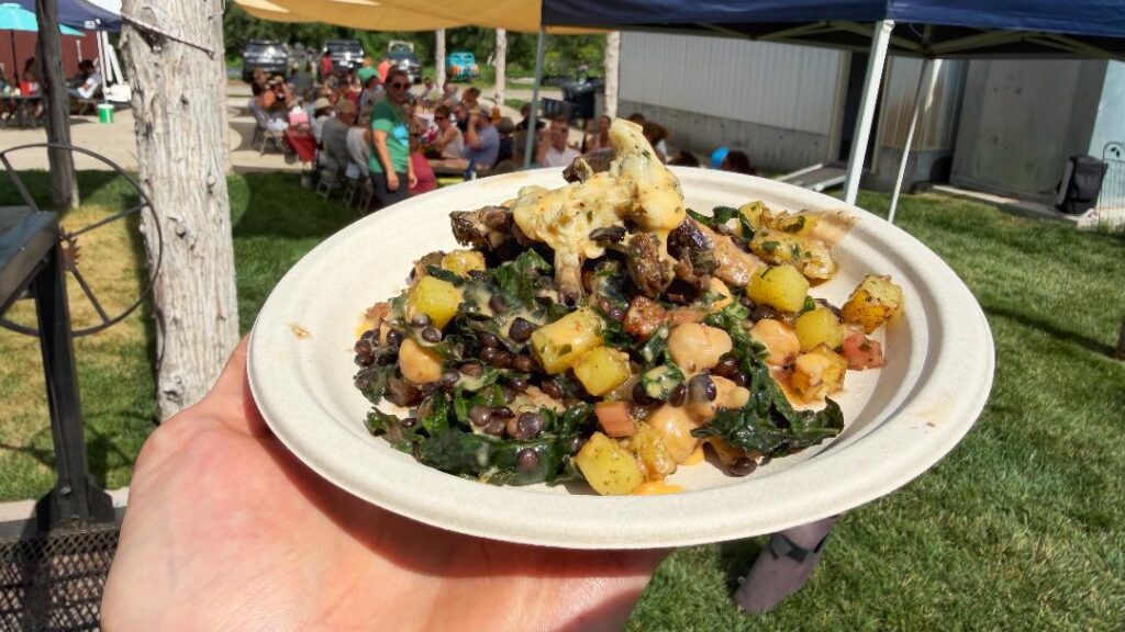 Battle of the Chefs Smoked Oyster Mushroom Kale & Black Lentil Salad