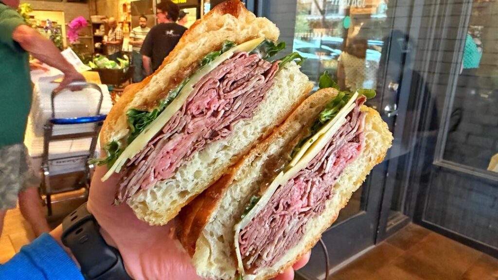 Mercredi Market Roast Beef Sandwich (in hand)