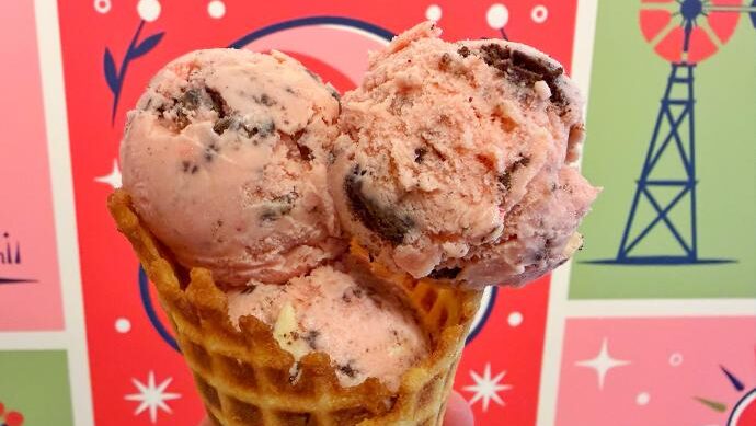 Coneflower Creamery Christmas in July Waffle Cone