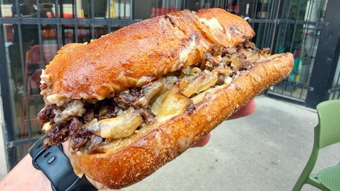Block 16 Philly Cheesesteak (in hand)